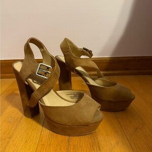 Massimo Brown Suede Platform Heels